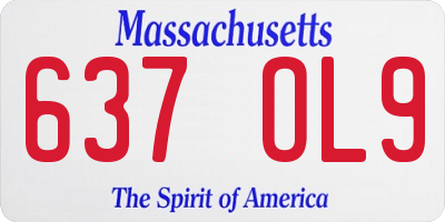 MA license plate 637OL9