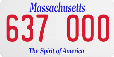 MA license plate 637OO0