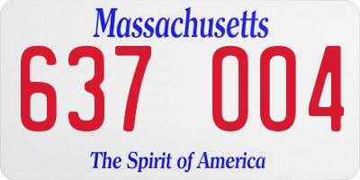 MA license plate 637OO4