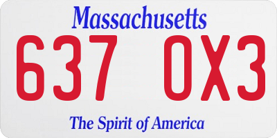 MA license plate 637OX3