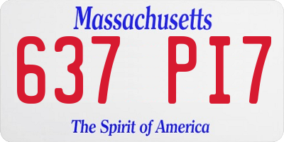 MA license plate 637PI7