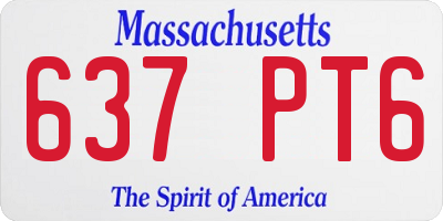 MA license plate 637PT6