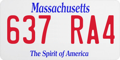 MA license plate 637RA4
