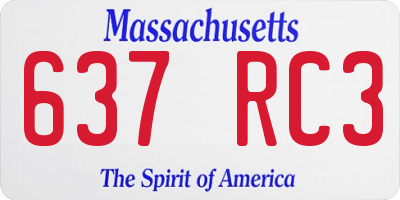 MA license plate 637RC3