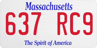 MA license plate 637RC9