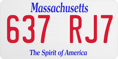 MA license plate 637RJ7