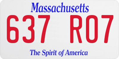 MA license plate 637RO7