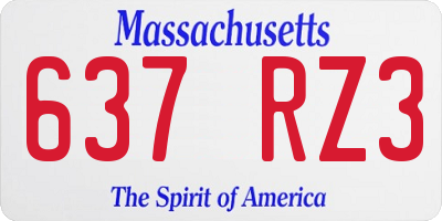 MA license plate 637RZ3