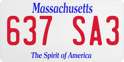 MA license plate 637SA3