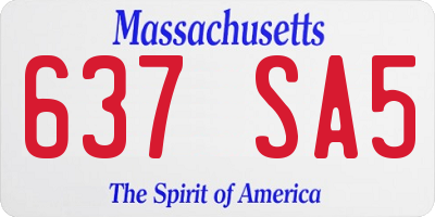 MA license plate 637SA5