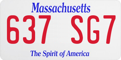 MA license plate 637SG7
