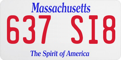 MA license plate 637SI8