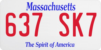 MA license plate 637SK7