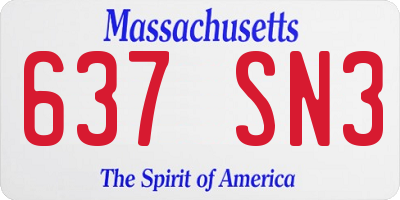 MA license plate 637SN3