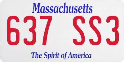 MA license plate 637SS3