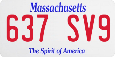 MA license plate 637SV9