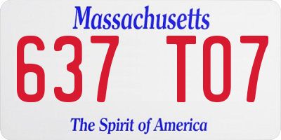MA license plate 637TO7