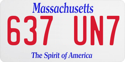 MA license plate 637UN7