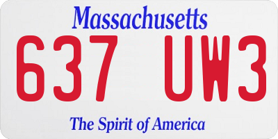 MA license plate 637UW3