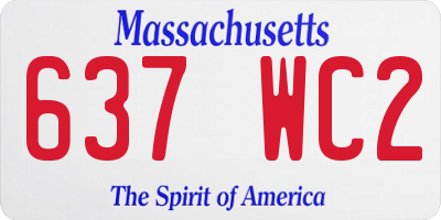MA license plate 637WC2