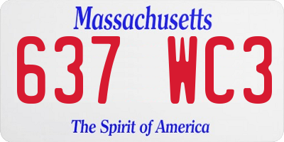 MA license plate 637WC3