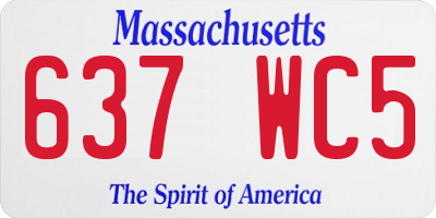 MA license plate 637WC5