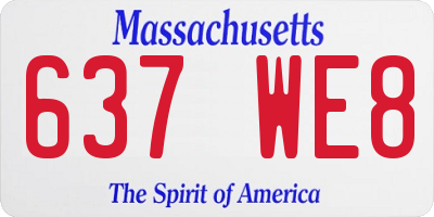 MA license plate 637WE8