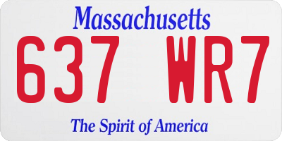 MA license plate 637WR7