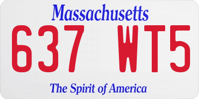 MA license plate 637WT5