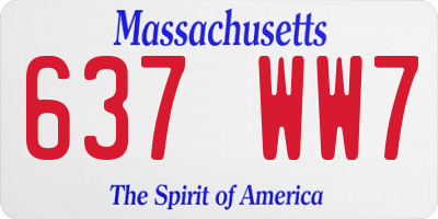 MA license plate 637WW7