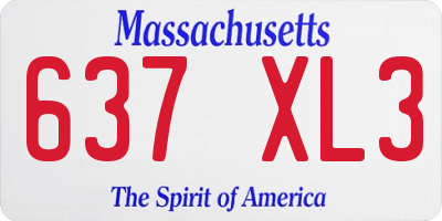 MA license plate 637XL3