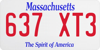 MA license plate 637XT3