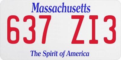 MA license plate 637ZI3