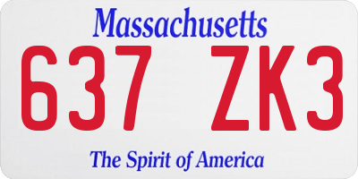 MA license plate 637ZK3