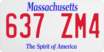 MA license plate 637ZM4