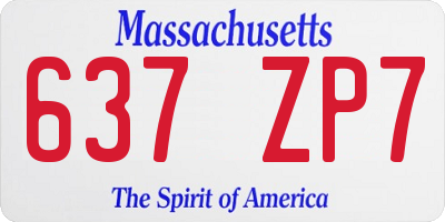 MA license plate 637ZP7