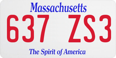 MA license plate 637ZS3