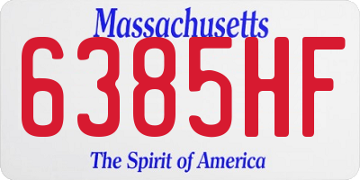MA license plate 6385HF