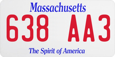 MA license plate 638AA3