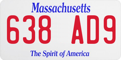MA license plate 638AD9