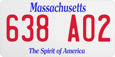 MA license plate 638AO2