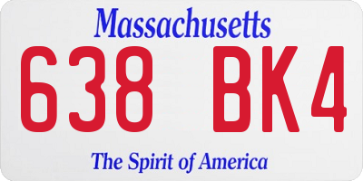MA license plate 638BK4
