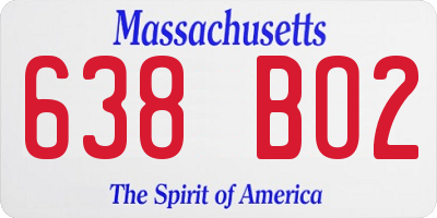 MA license plate 638BO2