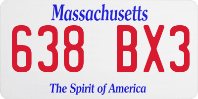 MA license plate 638BX3