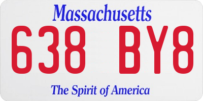 MA license plate 638BY8
