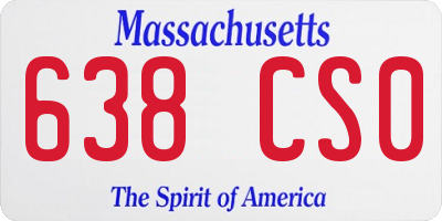 MA license plate 638CS0