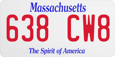 MA license plate 638CW8
