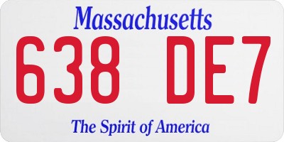 MA license plate 638DE7