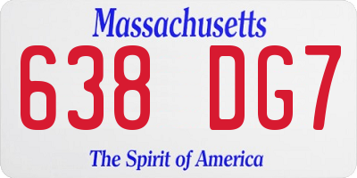 MA license plate 638DG7