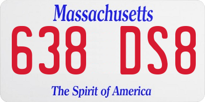 MA license plate 638DS8